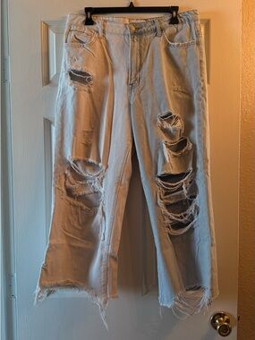 Relaxed Fit Light Blue Distressed Women's Jeans